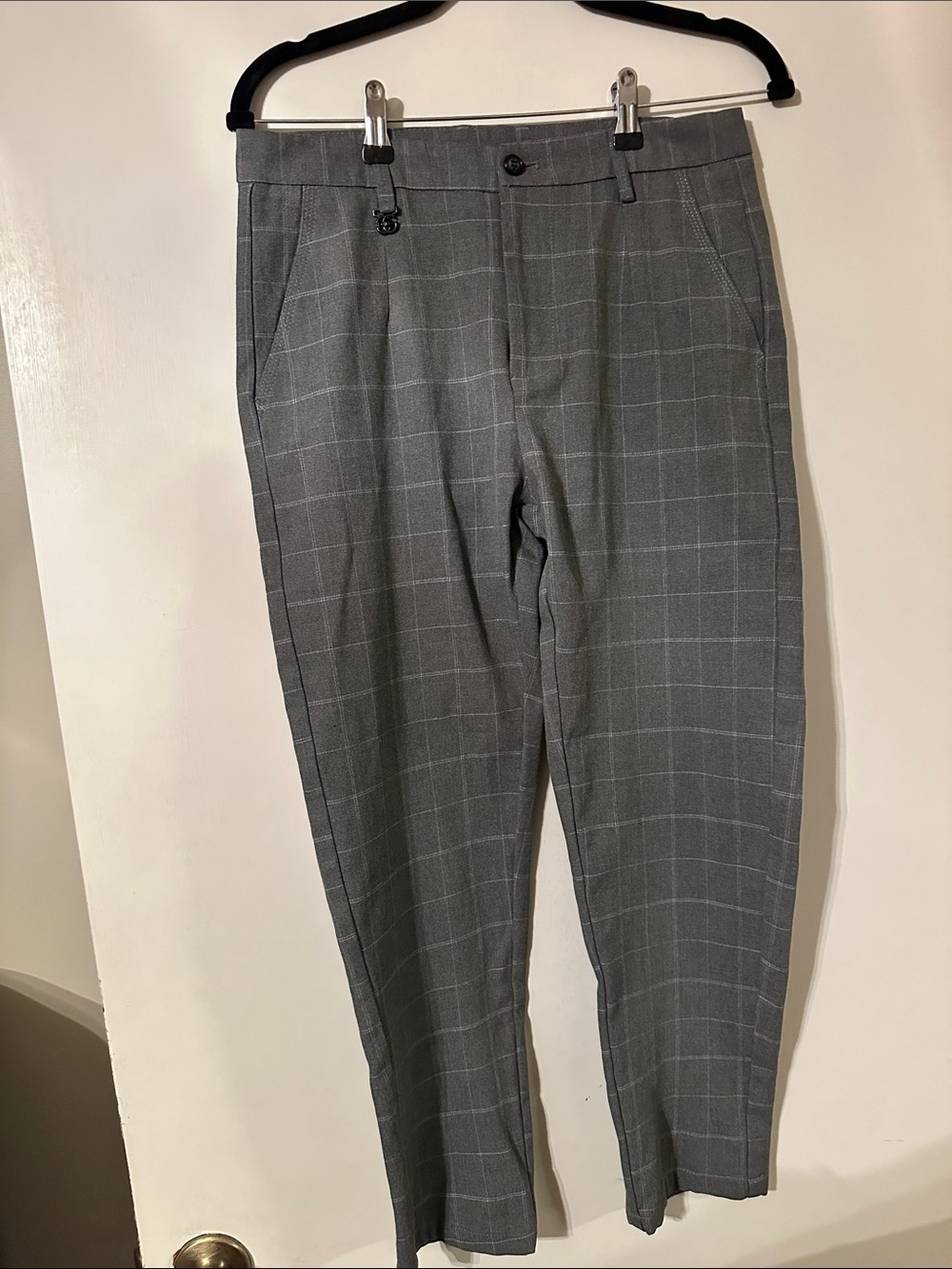 Gucci Men's Gray Windowpane Dress Trousers